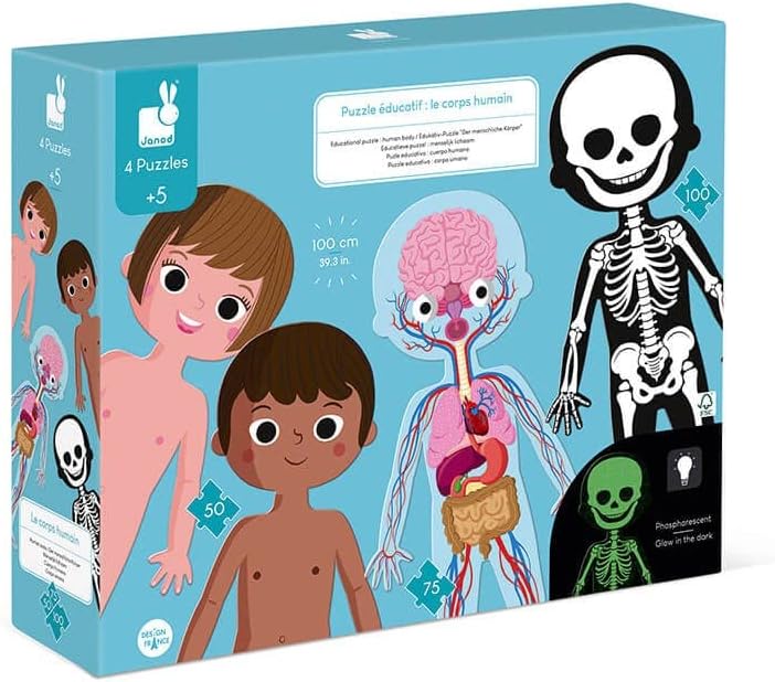 4-Puzzle Educational Human Body Floor Puzzle in 50, 75 and 100-pieces – Ages 5+