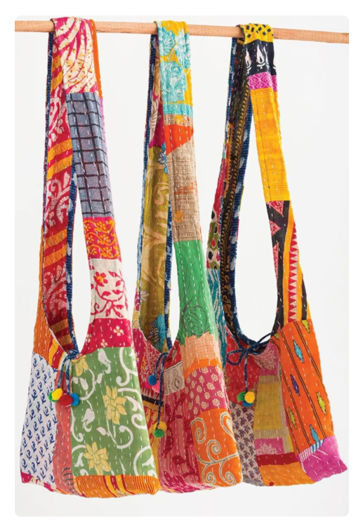Colorful Kantha Patchwork Jhola Bag