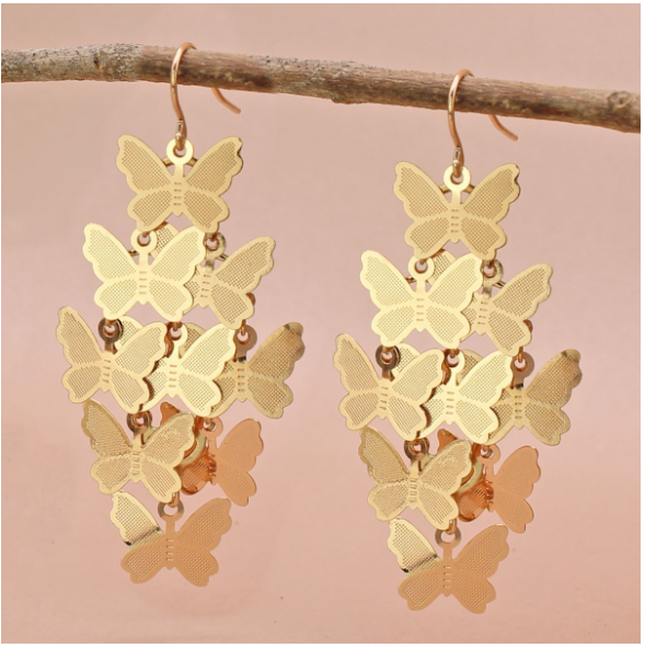 Butterfly Flurry Gold Earrings