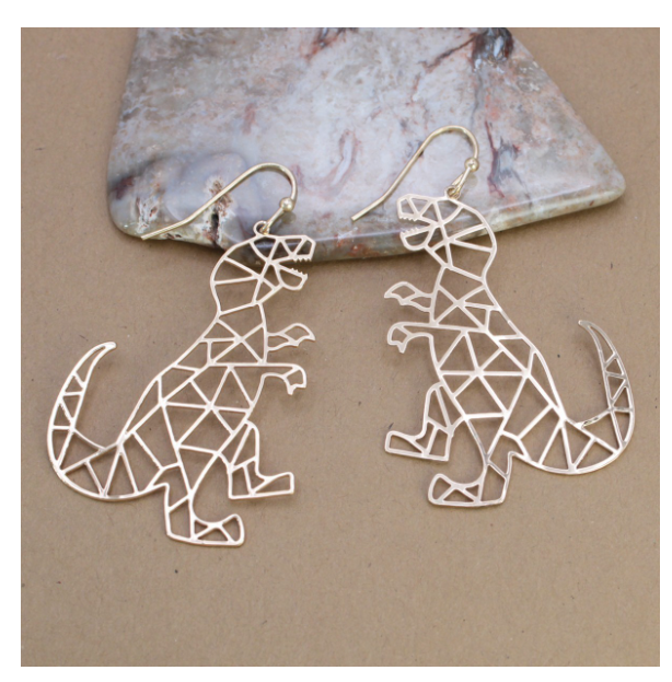 Gold Polygon T Rex Earrings