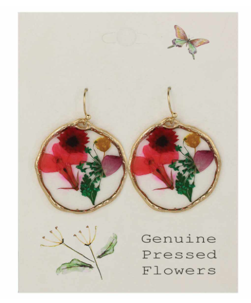 Large Circle Bouquet Dried Flower Earrings