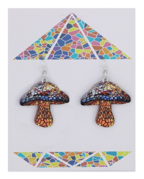 Tiffany Mushroom Stained Glass Look Earrings