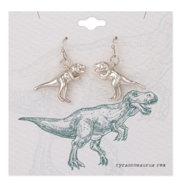 Prehistoric Times Silver Tyrannosaurus Rex Earrings