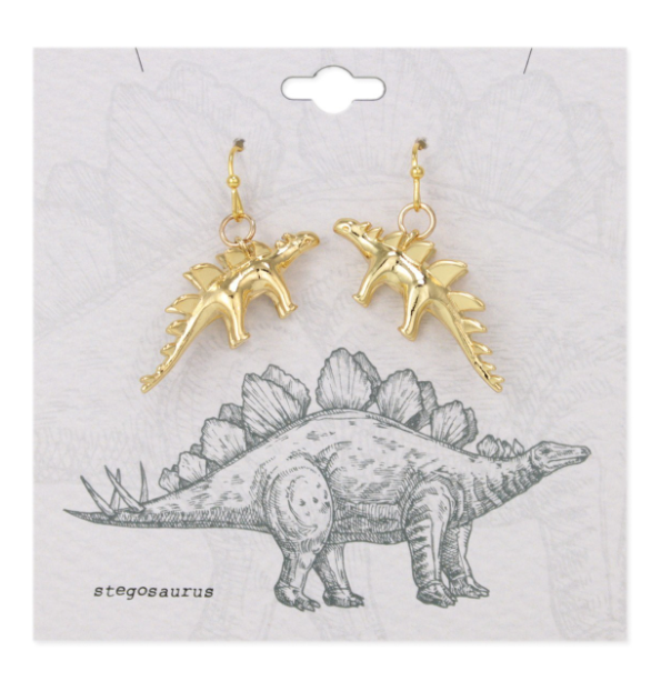 Prehistoric Times Gold Stegosaurus Earrings