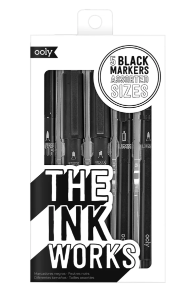 The Ink Works: Assorted Black Markers (Set of 5)