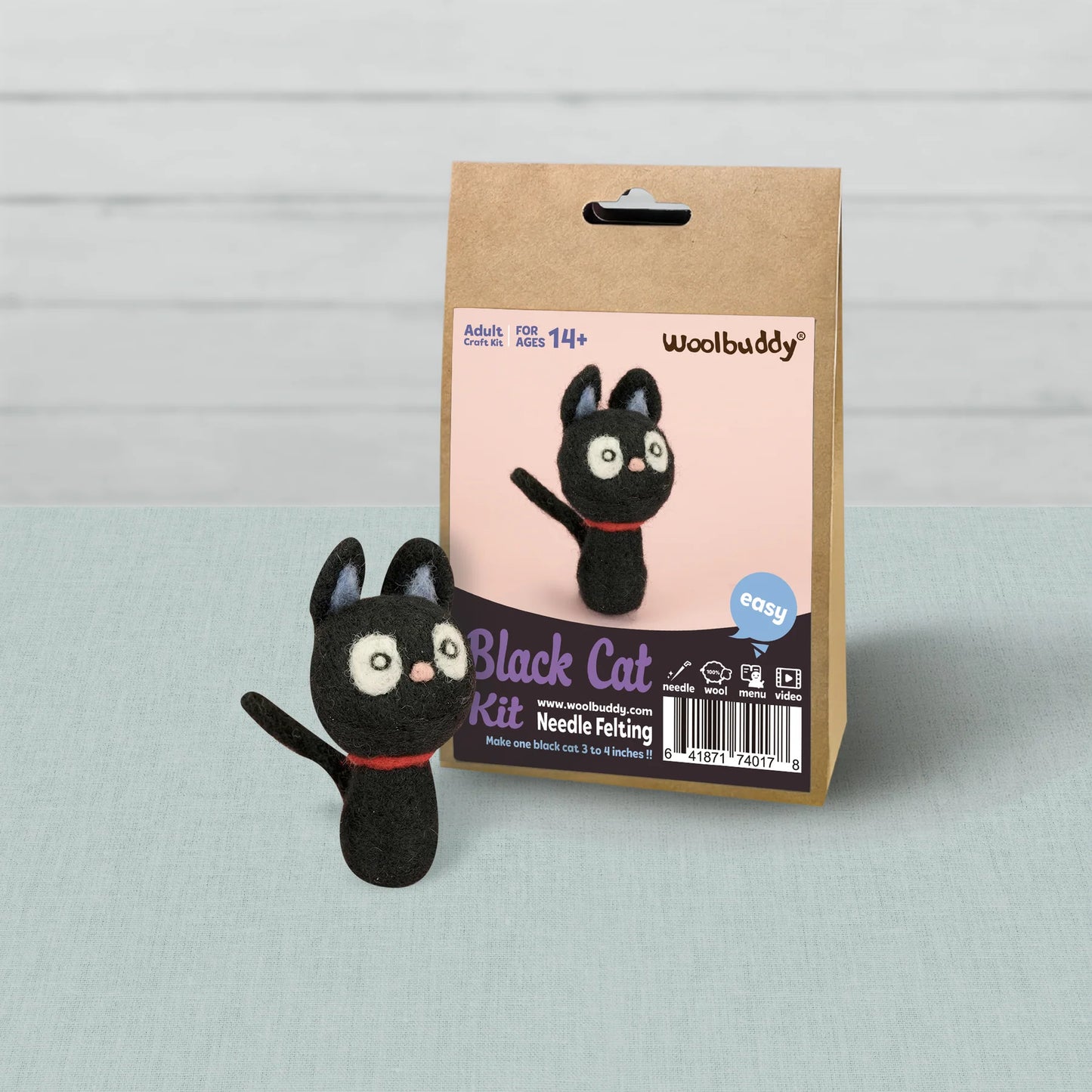 DIY Needle Felting Kit - Black Cat