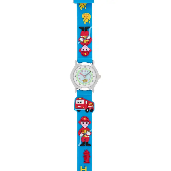Solo Time Watch: Light Blue Band with Fireman/Trucks