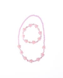 Pink Crystal Blooms Necklace and Bracelet Set