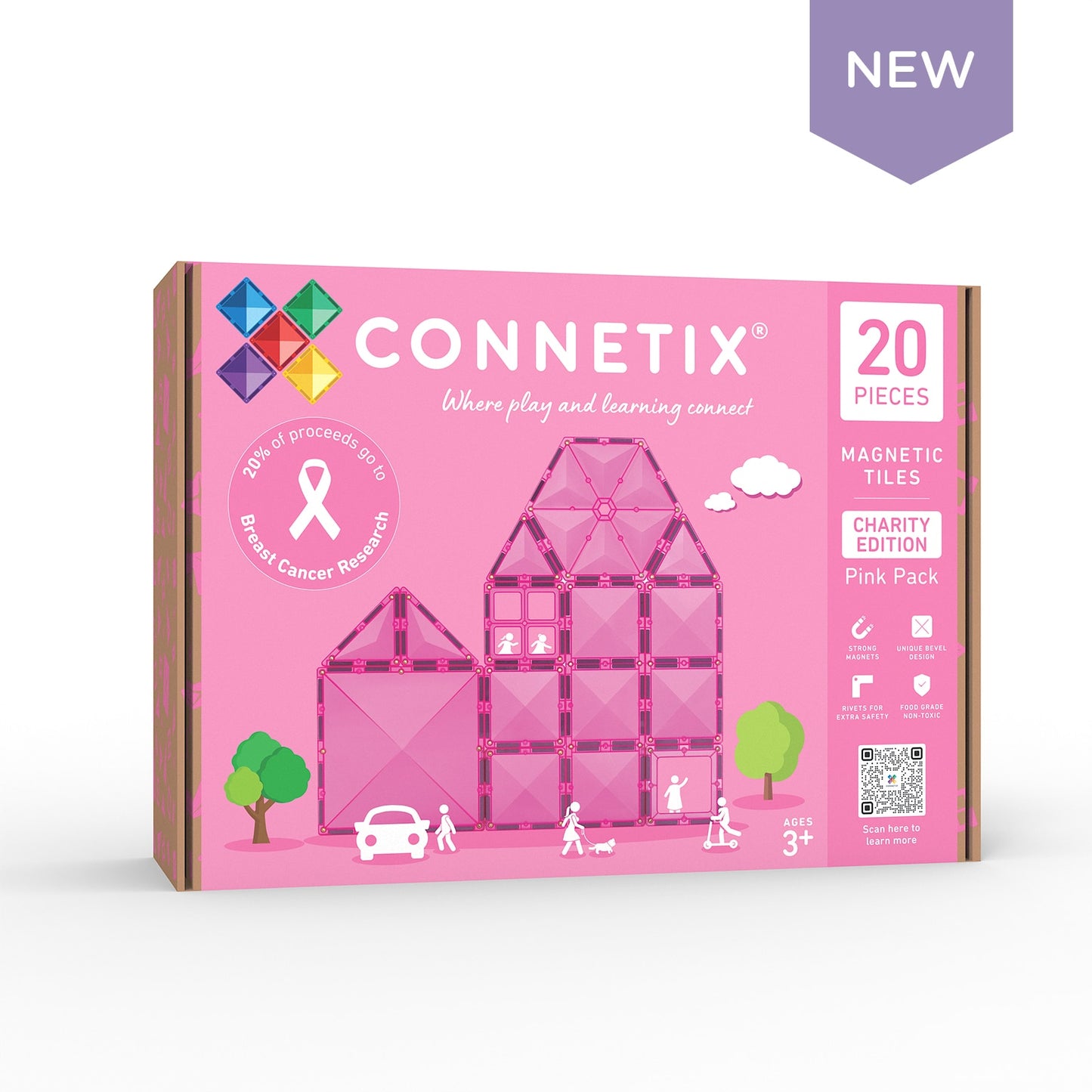 Connetix Magnetic Tiles Charity Pack Pink 20 pc