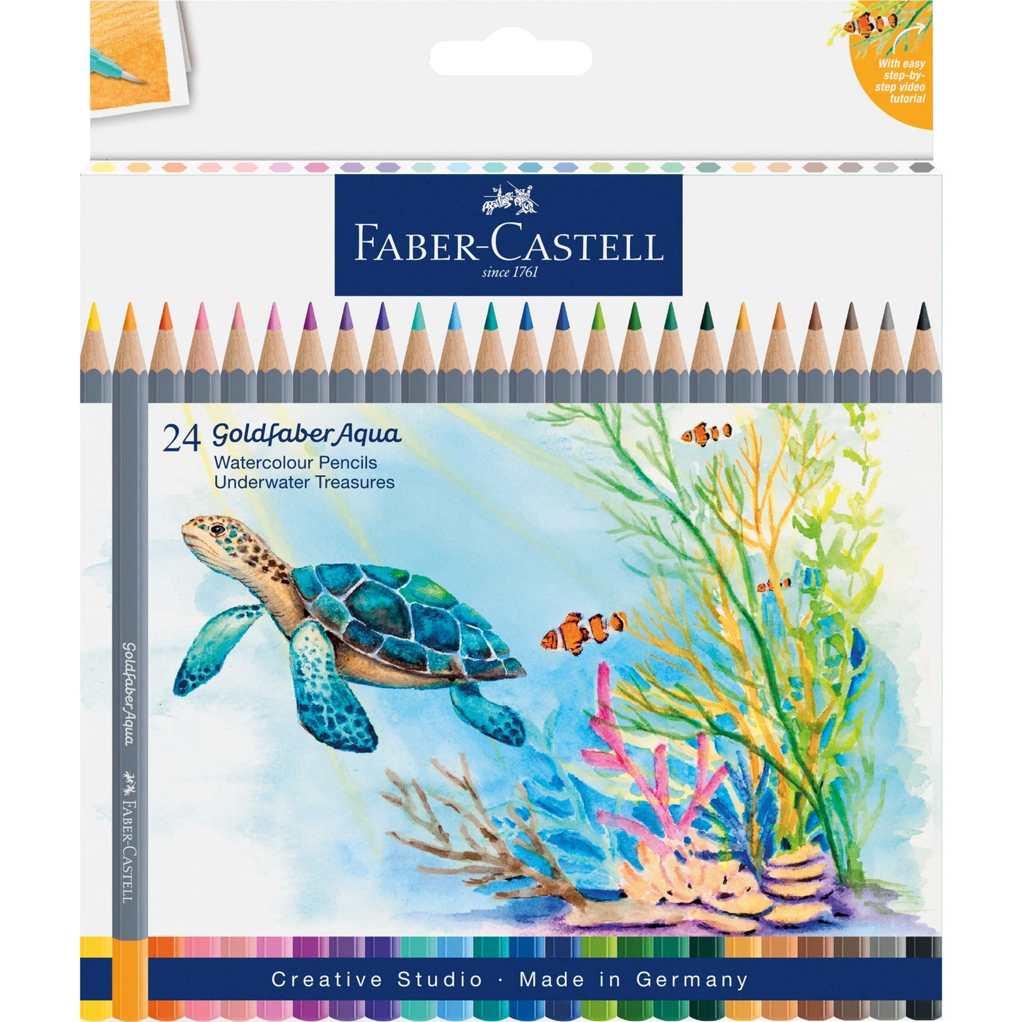 24Ct GoldFaber Aqua Watercolor Pencil Box - Sea Turtle