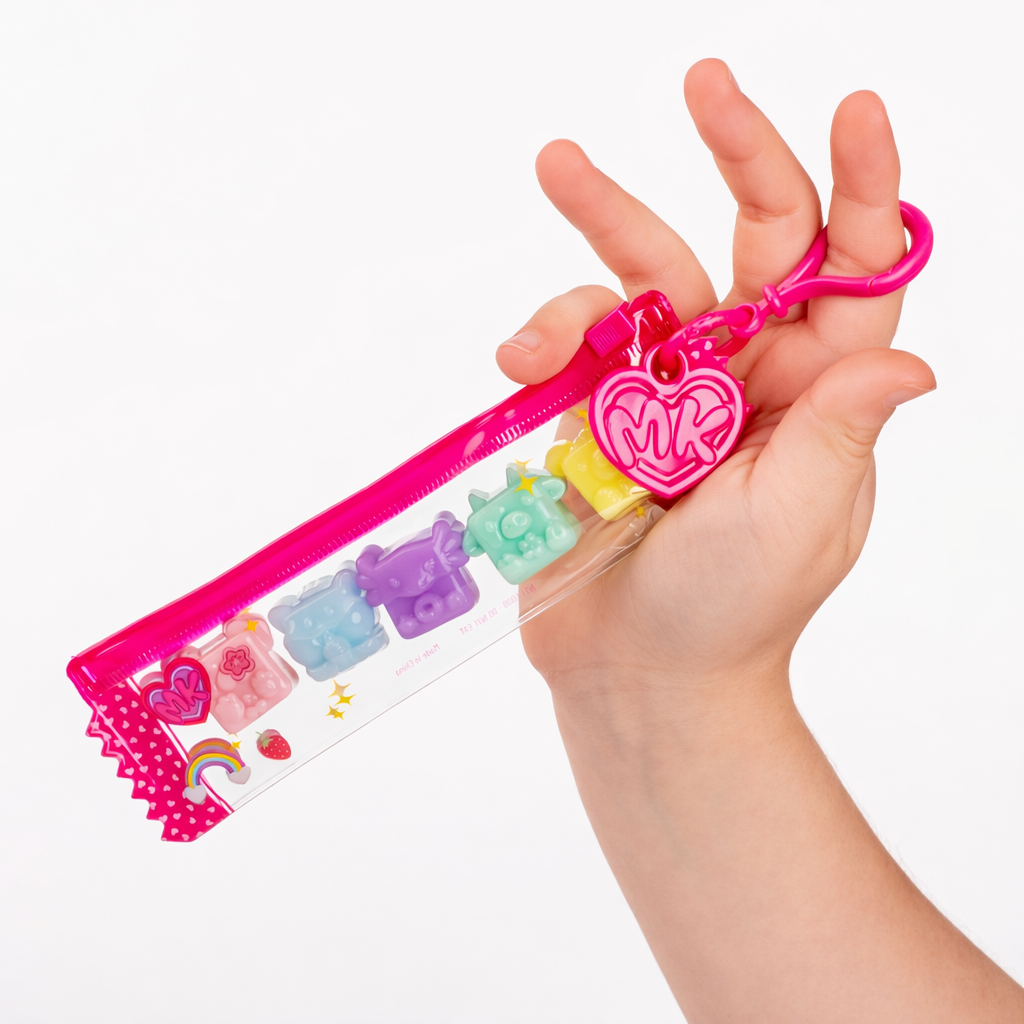MushyKinz 5 Face Keychain with Heart Logo