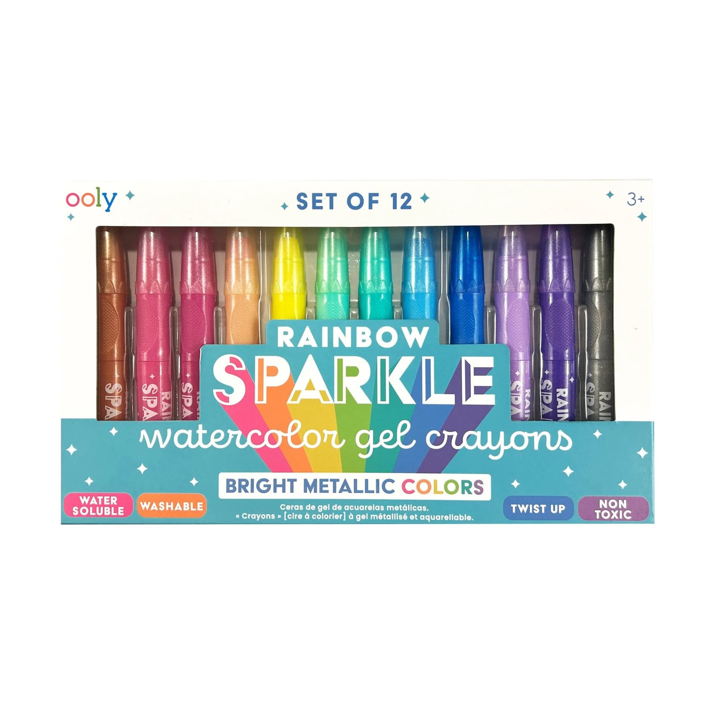 Rainbow Sparkle: Watercolor Gel Crayons (Set of 12)