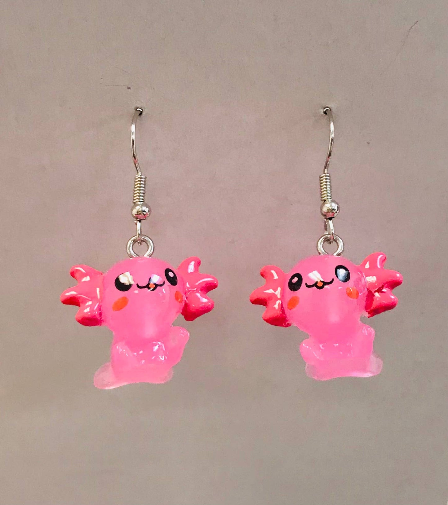 Pink Axolotl Earrings
