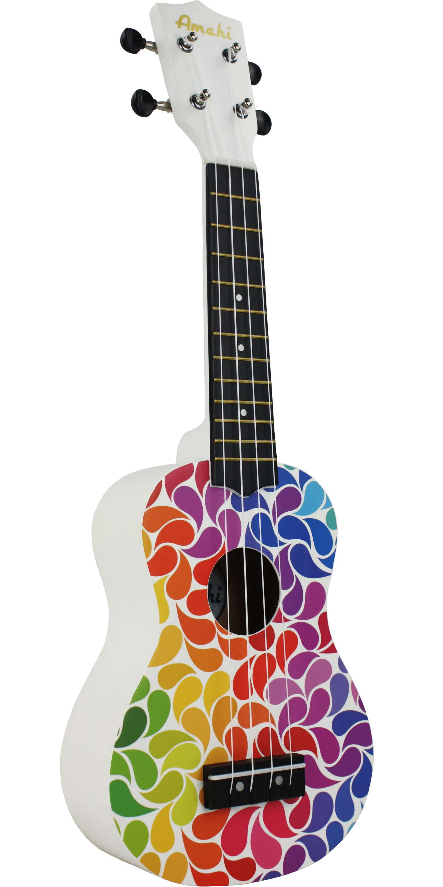 Ukulele with Rainbow Flower Design