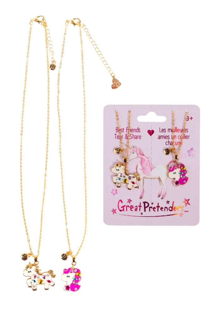 Bejewelled Unicorns Tear and Share Necklace