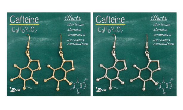 Chemical Reaction Caffeine Molecule Earrings
