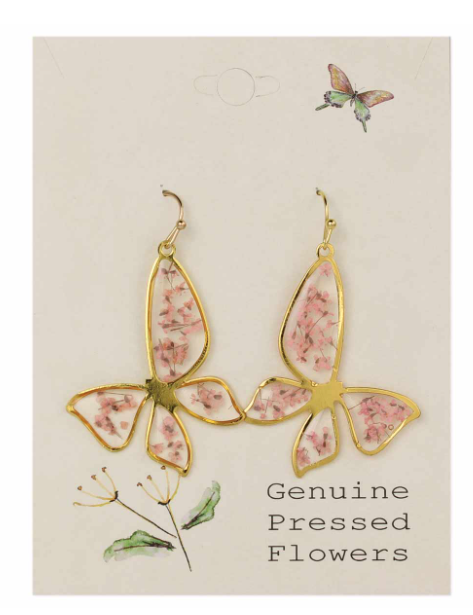 Cottage Butterfly Dried Flower Earrings