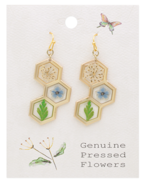 Honey Comb Dried Flower Earrings
