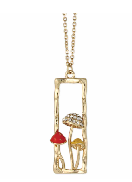 Magical Mushrooms Gold Bar Necklace