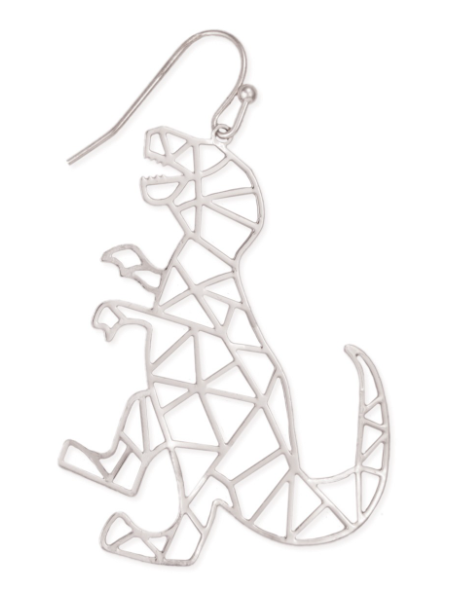 Silver Polygon T Rex Earrings