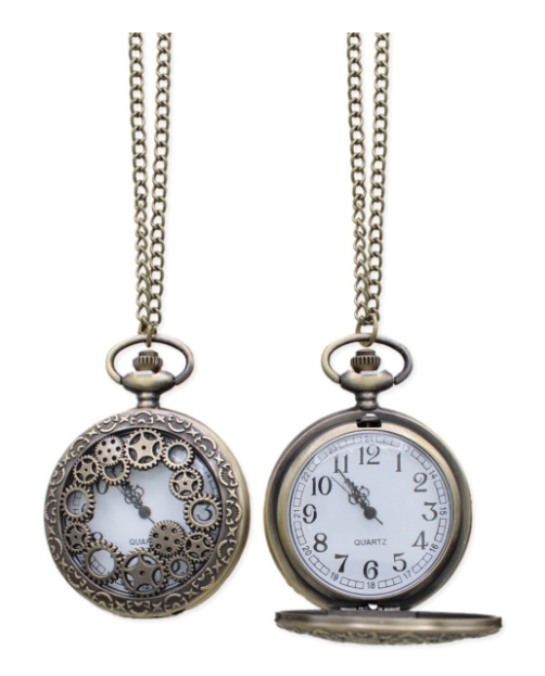 Steampunk Gears Gold Pocket Watch Necklace
