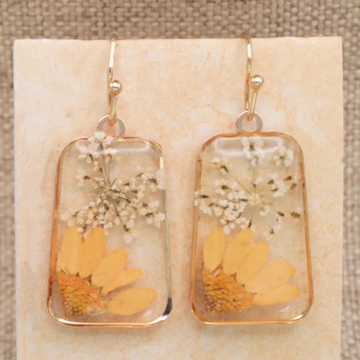 Cottage Floral Dried Sunflower Earring