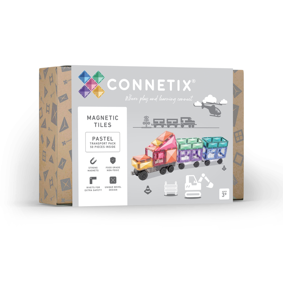 Connetix Pastel Transport Pack, 50 pieces