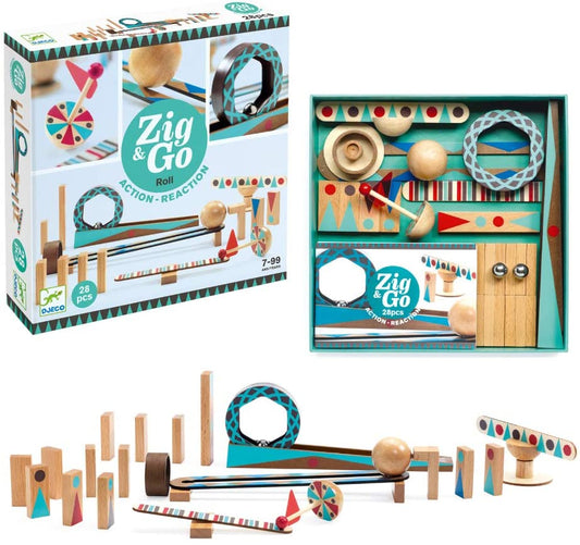 Zig & Go Roll Action Reaction DJECO, 28 Pieces