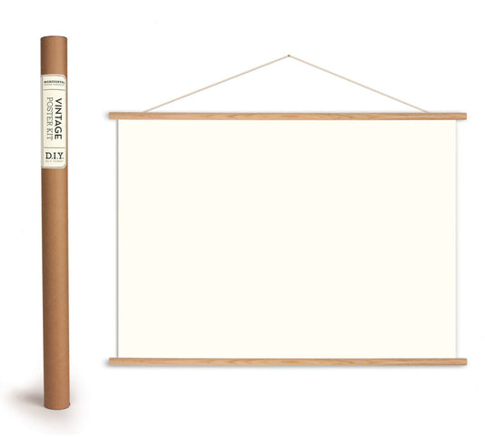 Poster hanging kit with wooden rods and twine string for hanging